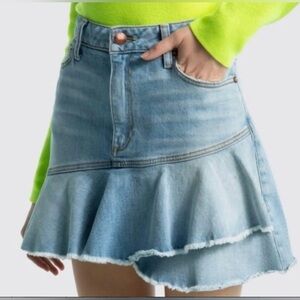 Alice + Olivia Ruffle Denim Skirt